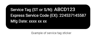 Dell laptop Service Tag Model Number location